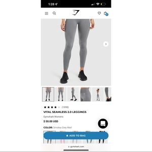GYMSHARK VITAL SEAMLESS 2.0 LEGGINGS, NW/OT, SM